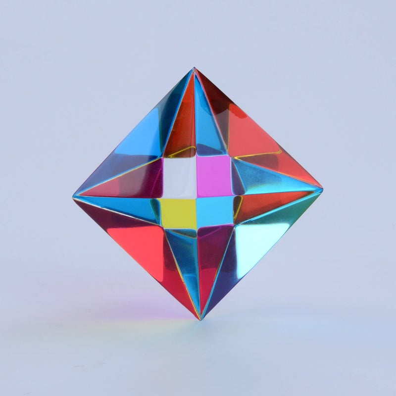 CMY Cubes The Aether 50mm Cyan Magenta Yellow Polyhedron Subtractive Color Mixing Optical Octahedron Teaches Subtractive Color Mixing Educational Physics Kinetic Art Desk Object - Image 2