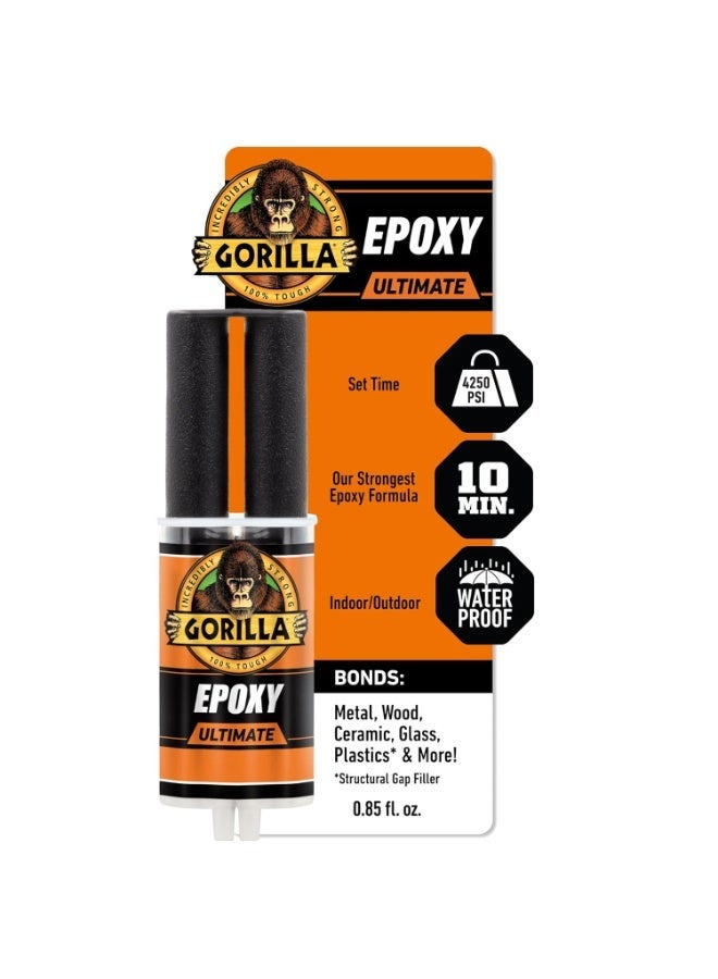 Gorilla 2 Part Epoxy 5 Minute Set, 0.85 Ounce Syringe, Clear (Pack Of 2) - Image 1