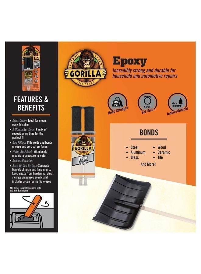 Gorilla 2 Part Epoxy 5 Minute Set, 0.85 Ounce Syringe, Clear (Pack Of 2) - Image 4