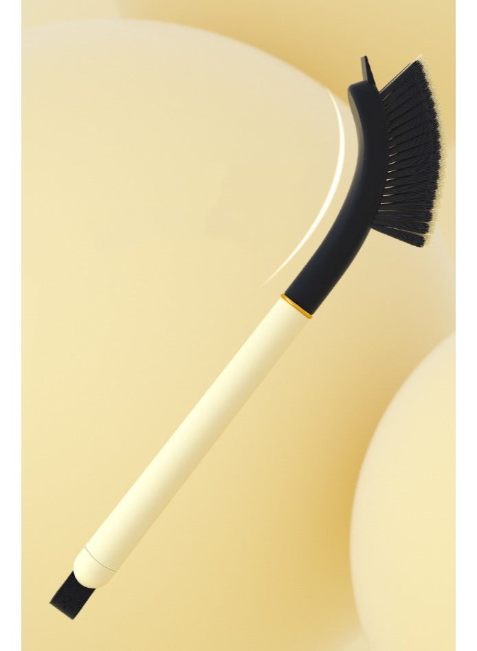 HOMESTAR Multi-Functional Long Handle Crevice Cleaning Brush - With V-Shape Dristles & TPR Scraper, Deep Clean Bathroom Window Gaps, Kitchen Grooves! Soft Bristles Dust, Hard Bristles Stains, Built-In Hair Clip, Arc Brush Head, Rinse Clean, Hang Design. - Image 2