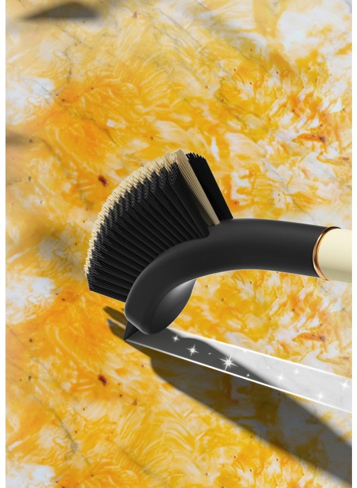 HOMESTAR Multi-Functional Long Handle Crevice Cleaning Brush - With V-Shape Dristles & TPR Scraper, Deep Clean Bathroom Window Gaps, Kitchen Grooves! Soft Bristles Dust, Hard Bristles Stains, Built-In Hair Clip, Arc Brush Head, Rinse Clean, Hang Design. - Image 4