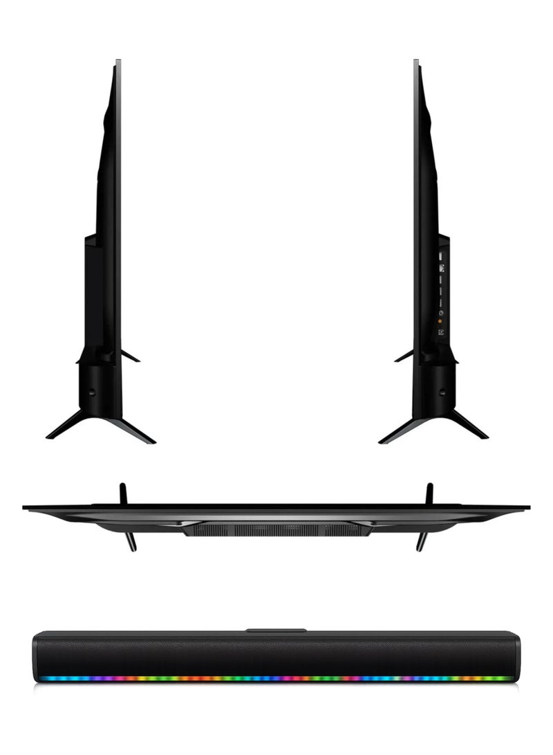 ROWA 75 Inch R55 4K UHD Smart LED TV, HDR TV + 2.0 Channel Portable Soundbar With Built In Battery & LED Lights | Google TV With AiPQ Processor, Dolby Vision & Audio, HDR10, HDMI, WiFi, BT, Bezel-less Design - 75R55+SOUNDBAR Black - Image 4