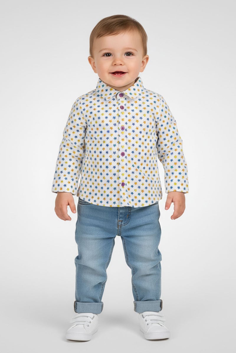 Hamleys Toddlers Boy Allover Print Long Sleeve Shirt, Multicolor - Image 1