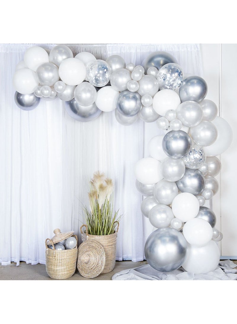 بالون كينغ قوس بالون فضي أبيض كروم DIY 5 متر - Image 1
