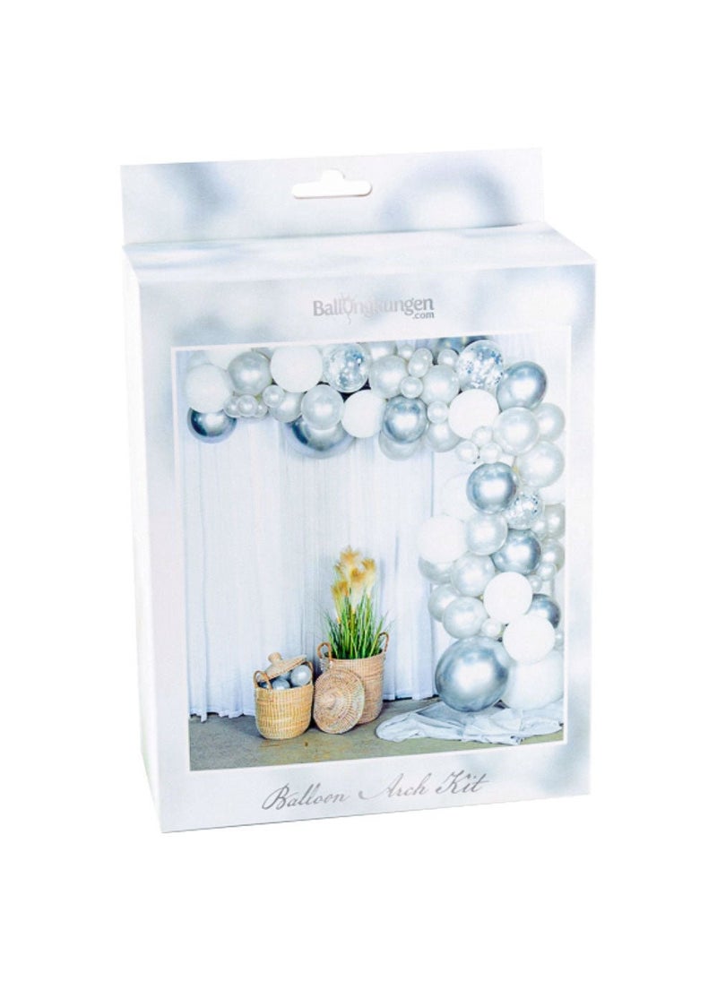 بالون كينغ قوس بالون فضي أبيض كروم DIY 5 متر - Image 2