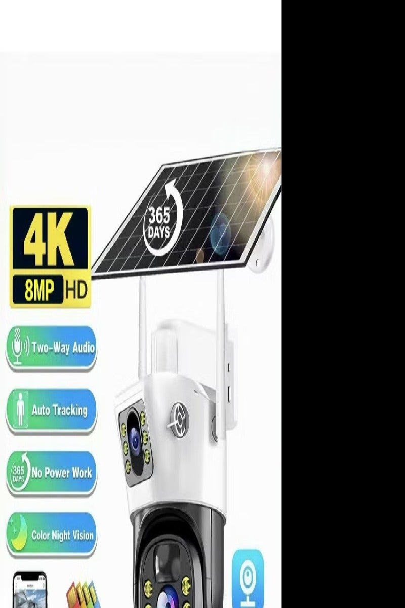 Generic 4MP Solar Camera 4G Sim PTZ Cameras Outdoor Dual Lens IP Camara Solar Panel CCTV Security Built in Battery PIR Cam (With 64GB SD Card) - Image 1