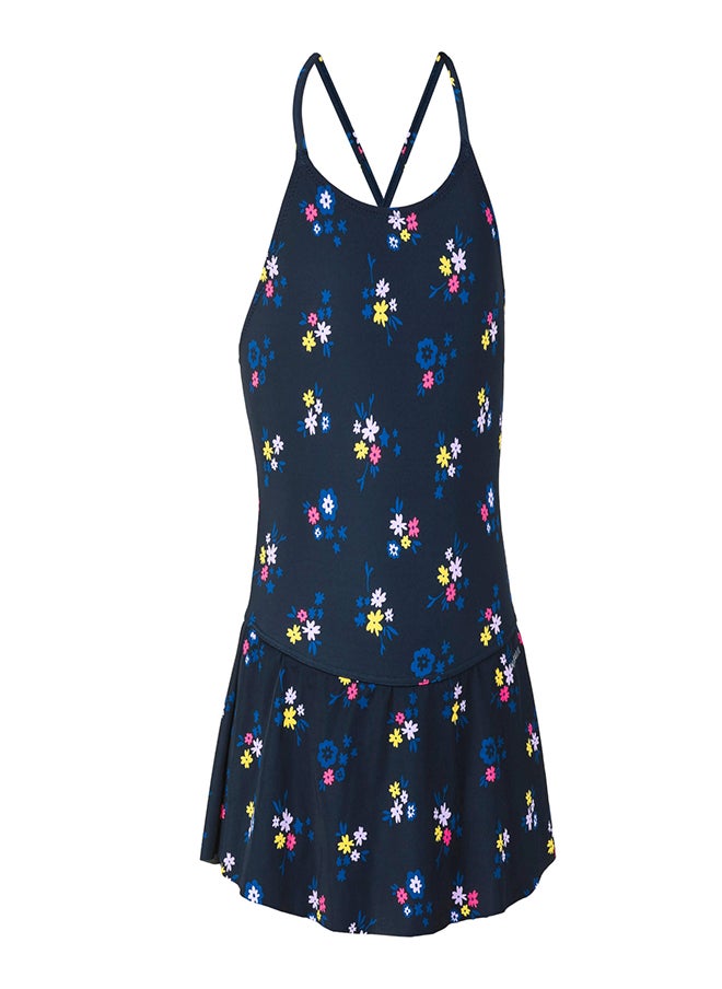 NABAIJI NABAIJI by DECATHLON, Girls One-Piece Lila Navy Swimsuit with Skirt Lily Stylish & Stretchable Navy  - Image 3