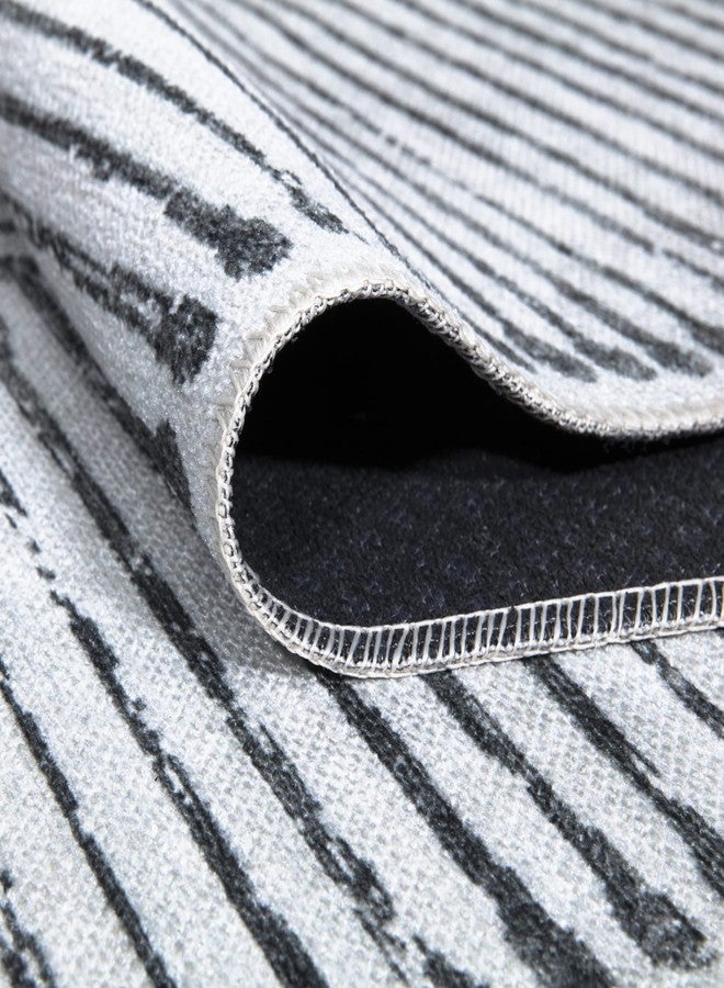 Bloom Rugs Caria Washable Non-Slip 4x6 Rug - Ivory/Black Striped Area Rug for Living Room, Bedroom, Dining Room, and Kitchen - Exact Size: 4' x 6' - Image 3