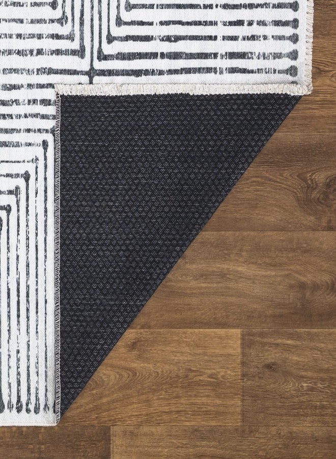 Bloom Rugs Caria Washable Non-Slip 4x6 Rug - Ivory/Black Striped Area Rug for Living Room, Bedroom, Dining Room, and Kitchen - Exact Size: 4' x 6' - Image 5