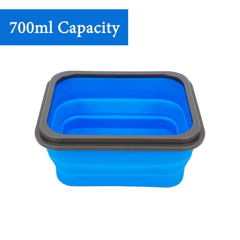Lunbengo Small Silicone Collapsible Snacks Container with lid and 2 in 1 Spoon & Fork  Food Grade Silicone Bento Lunch Container  For Leftovers Meal Prep  Microwave/Freezer/Dishwasher Safe  700ml - Image 5