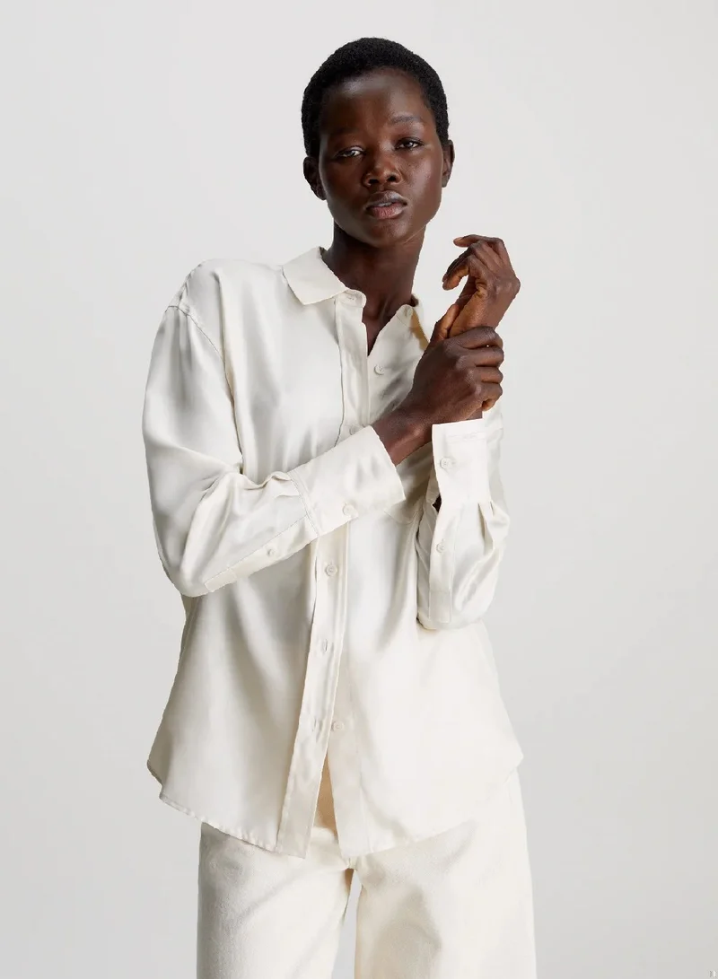 CALVIN KLEIN Relaxed Silk Split Back Shirt