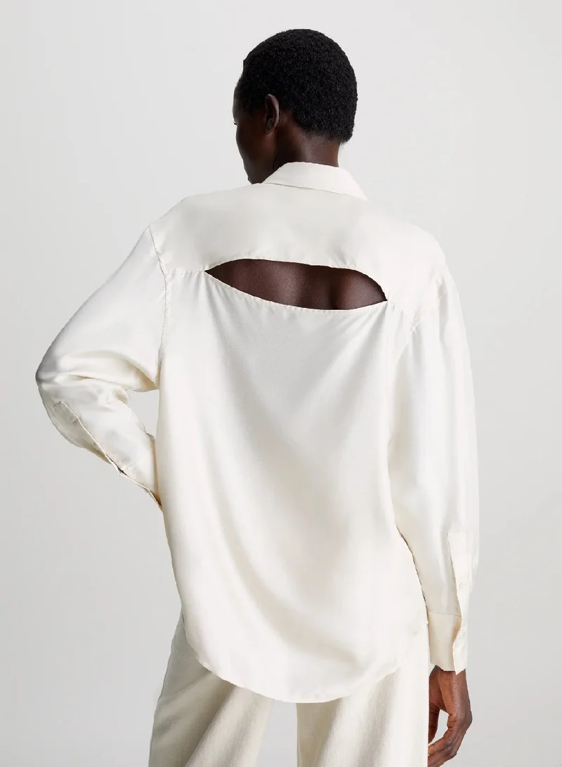 CALVIN KLEIN Relaxed Silk Split Back Shirt
