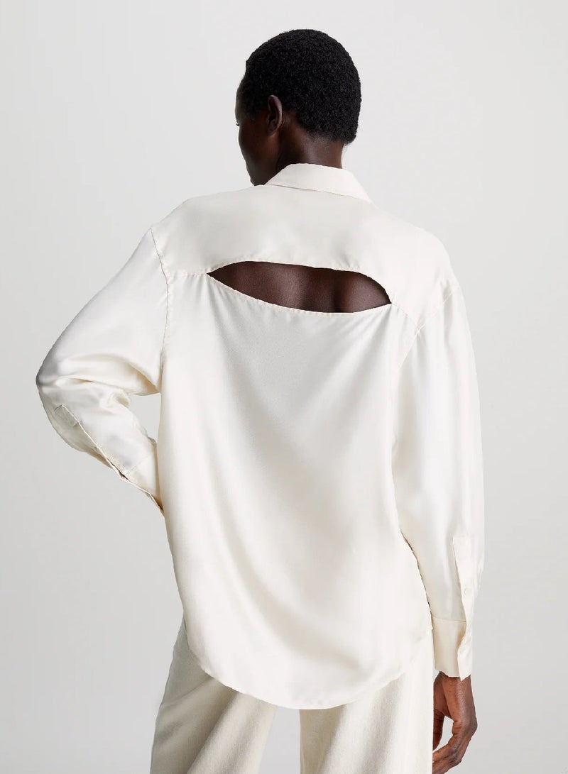 CALVIN KLEIN Relaxed Silk Split Back Shirt - Image 2