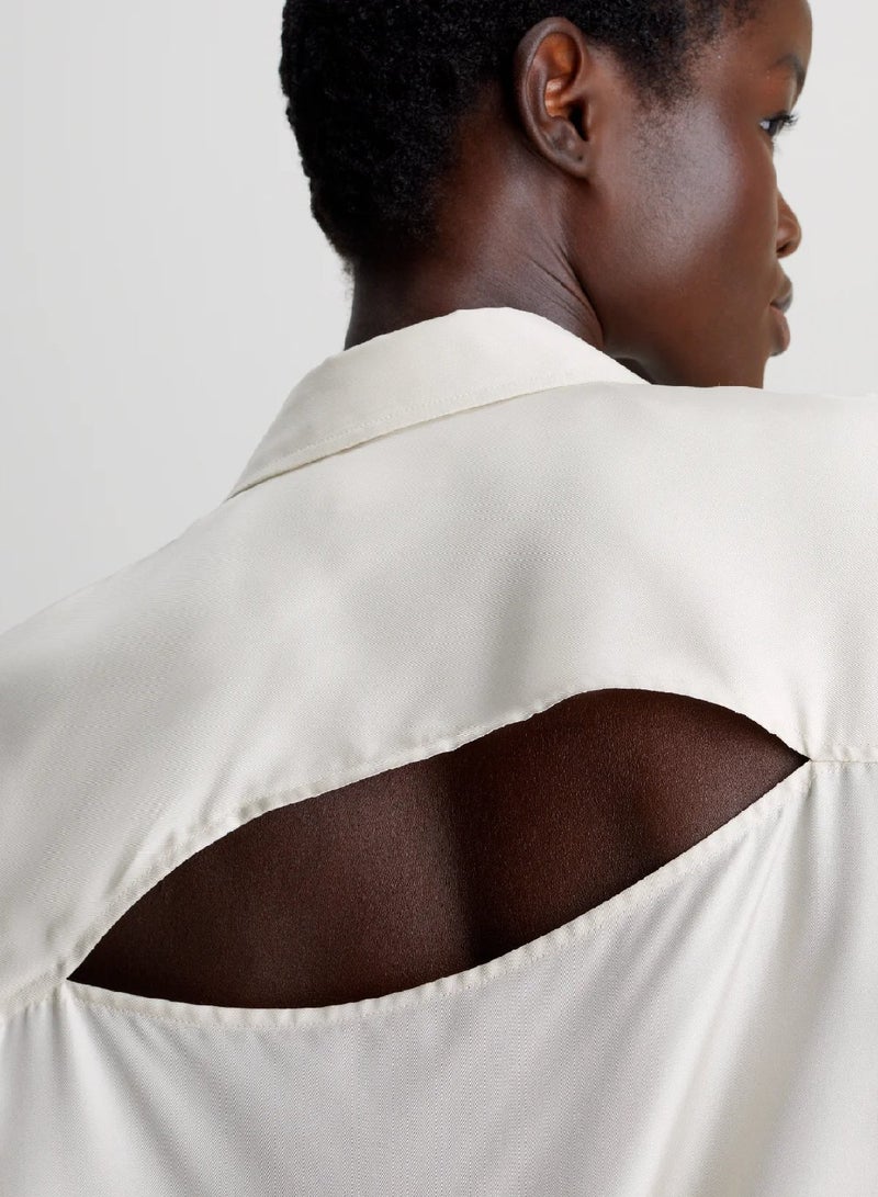 CALVIN KLEIN Relaxed Silk Split Back Shirt - Image 3