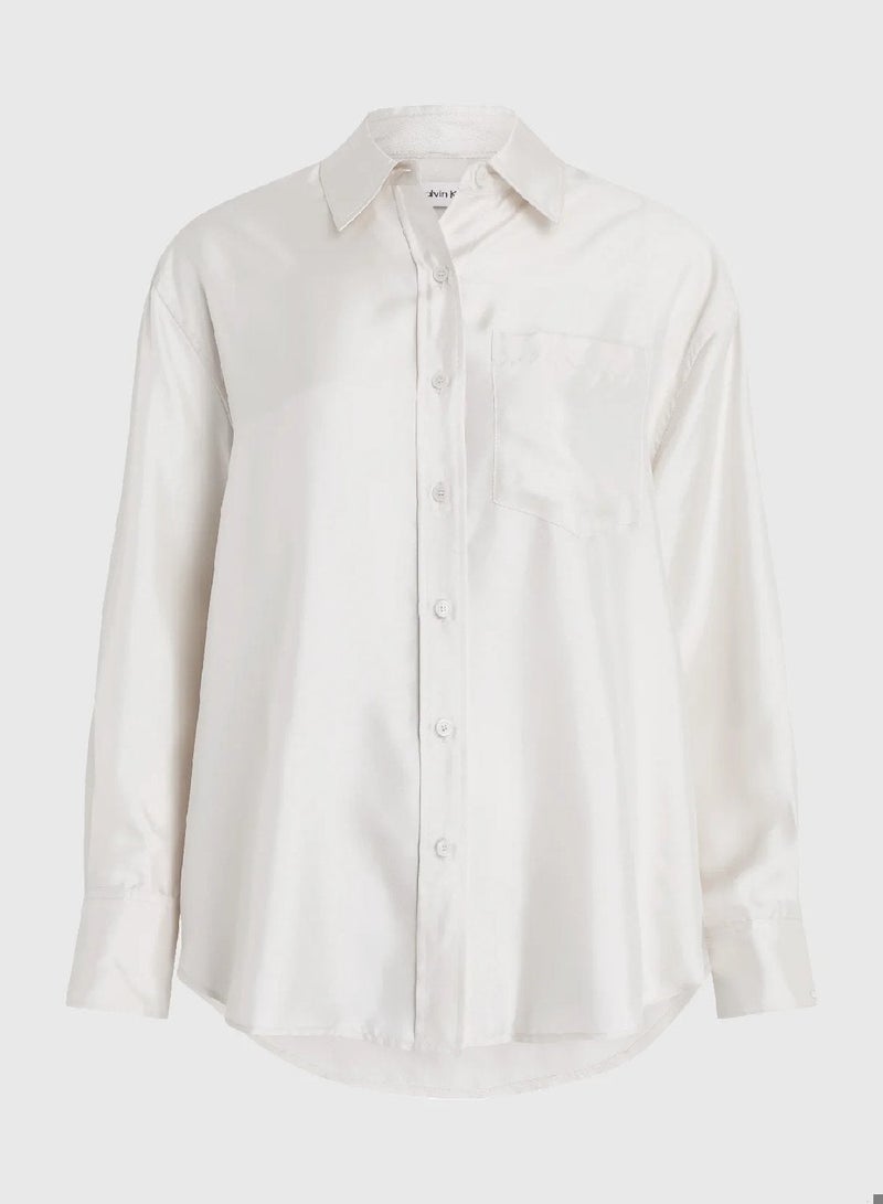 CALVIN KLEIN Relaxed Silk Split Back Shirt - Image 5