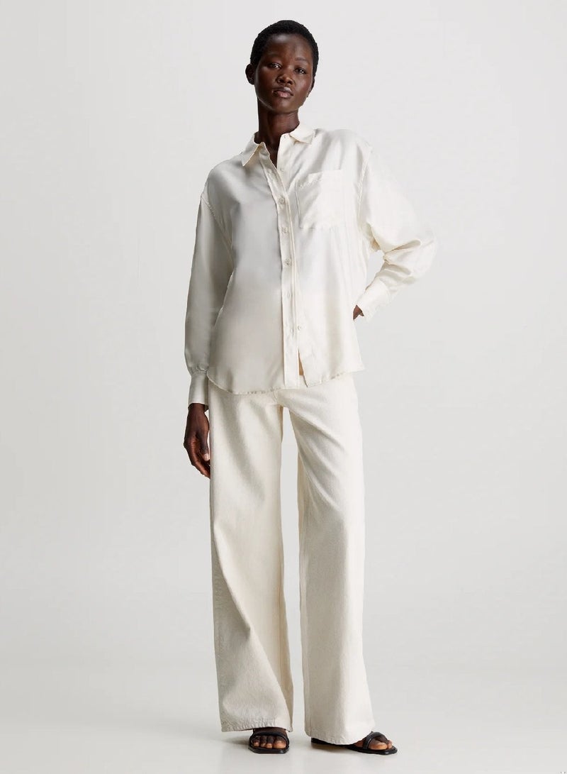 CALVIN KLEIN Relaxed Silk Split Back Shirt - Image 4