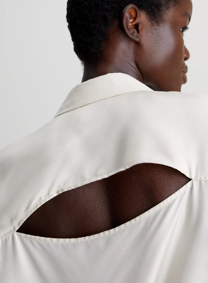 CALVIN KLEIN Relaxed Silk Split Back Shirt - Image 3