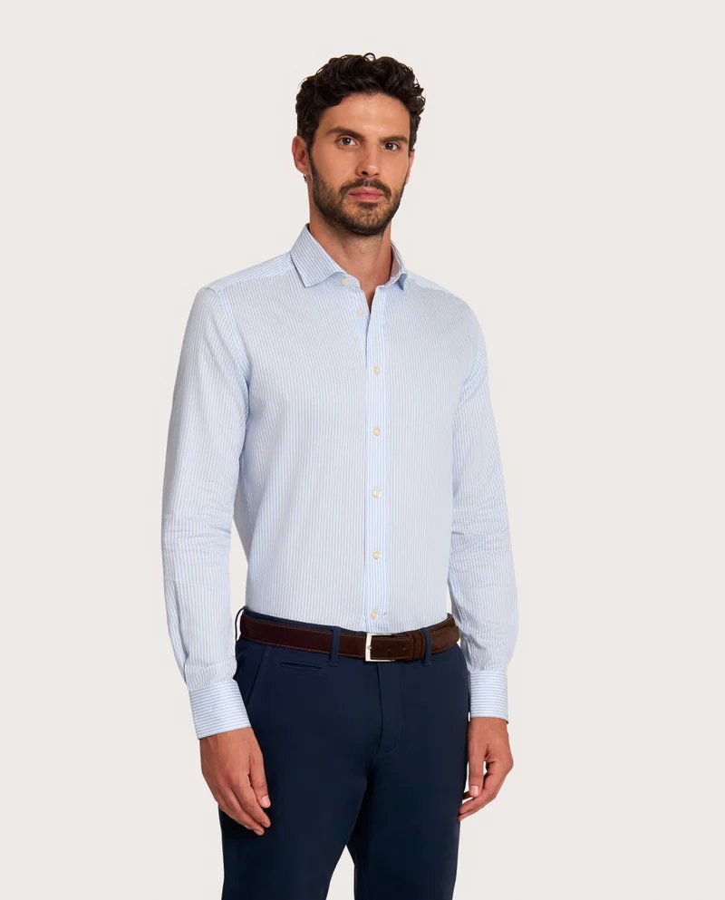 كاميتشسما Classic Light Blue Twill Extra Slim Fitted Shirt