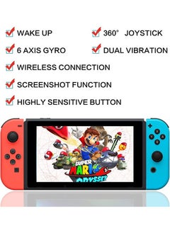 Garlo Joy Con Controller Compatible with Nintendo Switch/Lite/OLED,Replacement for Switch Joy Pad,Wireless Controllers Support Dual Vibration/Wake-up/Motion Control  - Image 2