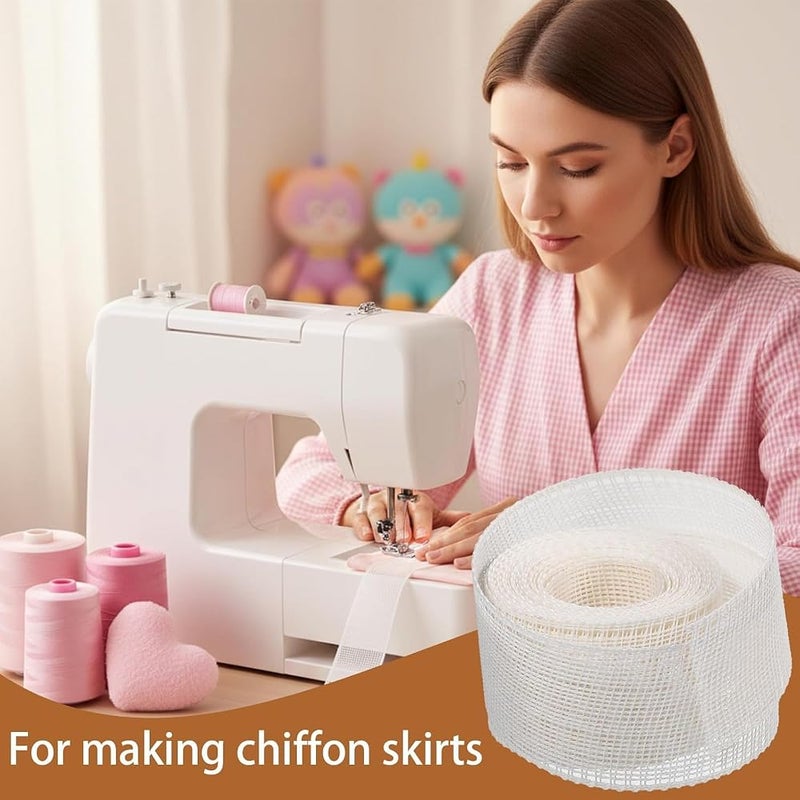 TERRIFI 2 Rolls 6.5 Yards Hemming Tape for Sewing, 1.37 Inch White Hem Tape with Fishbone Boning Lining, Reusable for Narrow & Curved Hems for Skirts, Dresses, Wedding Veils & Clothing - Image 5