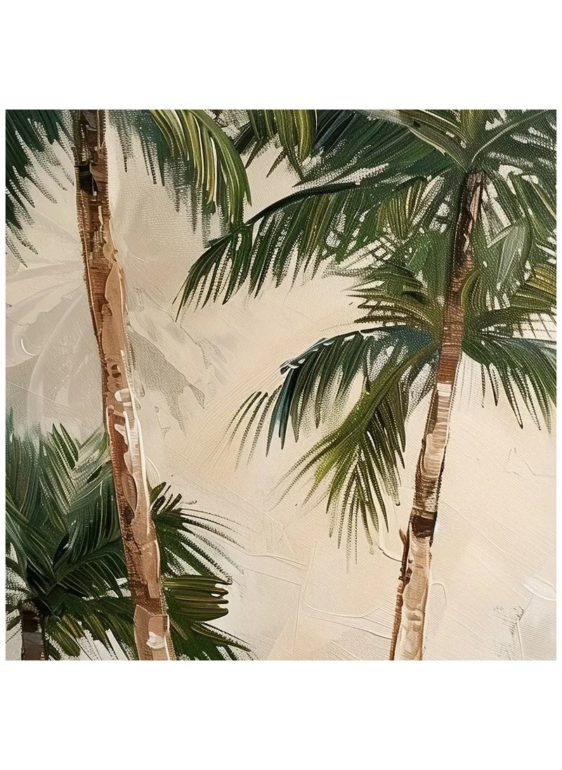 A modern, beautiful, elegant, watercolor canvas wall art, a soft, sophisticated picture of a group of palm trees, an Arabic-inspired color, a bright and relaxing painting. The painting, without any frame, is considered an elegant decorative element for the home or even in the hotel corridors, bedroom, guest room, meeting room, Bedouin tent, office, popular cafe, old traditional restaurants, hospital corridors, kitchen, next to the coffee corner, or an ideal artistic gift for special people. It can be given to a person in the old mud house council, or to an elderly man or woman, or in Ramadan. You can add a wooden frame to it, or you can even hang the painting with clips without any frame. Its size is 30*40 cm without a frame