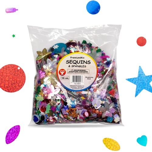 Hygloss Sequin & Spangle Variety Pack, Assorted Colors, Sizes & Shapes, Ideal for Crafting, Decoration, 16 Ounce Bag - Image 2