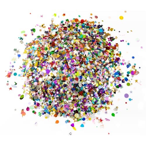 Hygloss Sequin & Spangle Variety Pack, Assorted Colors, Sizes & Shapes, Ideal for Crafting, Decoration, 16 Ounce Bag - Image 1