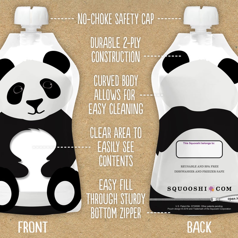 سكوشي Reusable Baby Food Pouches for Toddlers | BPA Free Plastic, Food Safe, Freezer Safe | Refillable for Applesauce Yogurt  Puree Squeeze Pouch - Image 4