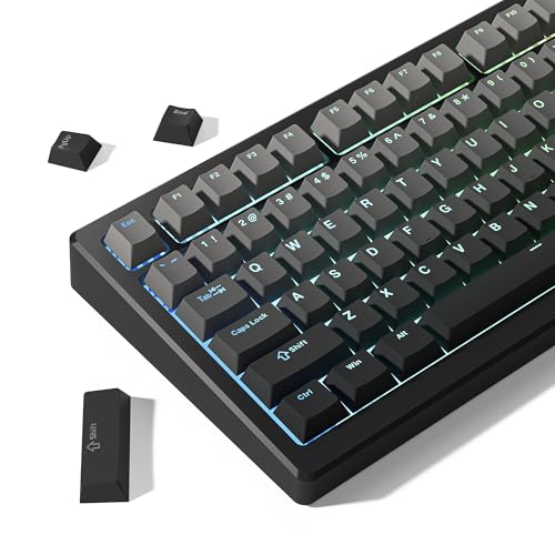 Womier Shine Through PBT Keycaps 60 75 100 Percent Cherry Profile, Custom Key Cap Doubleshot Keycaps Set, Universal Compatiability for Cherry Gateron MX Switches Keyboard, Gradient Gray - Image 1