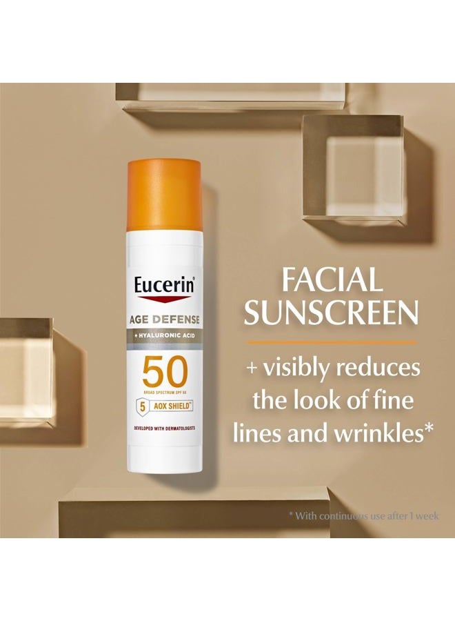 Eucerin Sun Age Defense SPF 50 Face Sunscreen Lotion with Hyaluronic Acid, Hypoallergenic, Non-Comedogenic Sunscreen SPF 50 Free of Fragrance, Oxybenzone and Octinoxate, 2.5 Fl Oz Bottle - Image 3