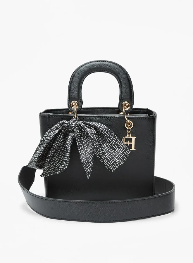 فلورا بيلا من شو إكسبرس Solid Handbag with Detachable Strap and Ribbon Detail