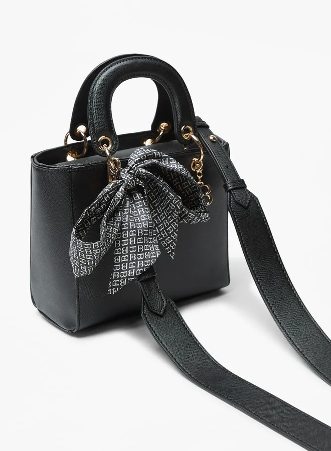 فلورا بيلا من شو إكسبرس Solid Handbag with Detachable Strap and Ribbon Detail