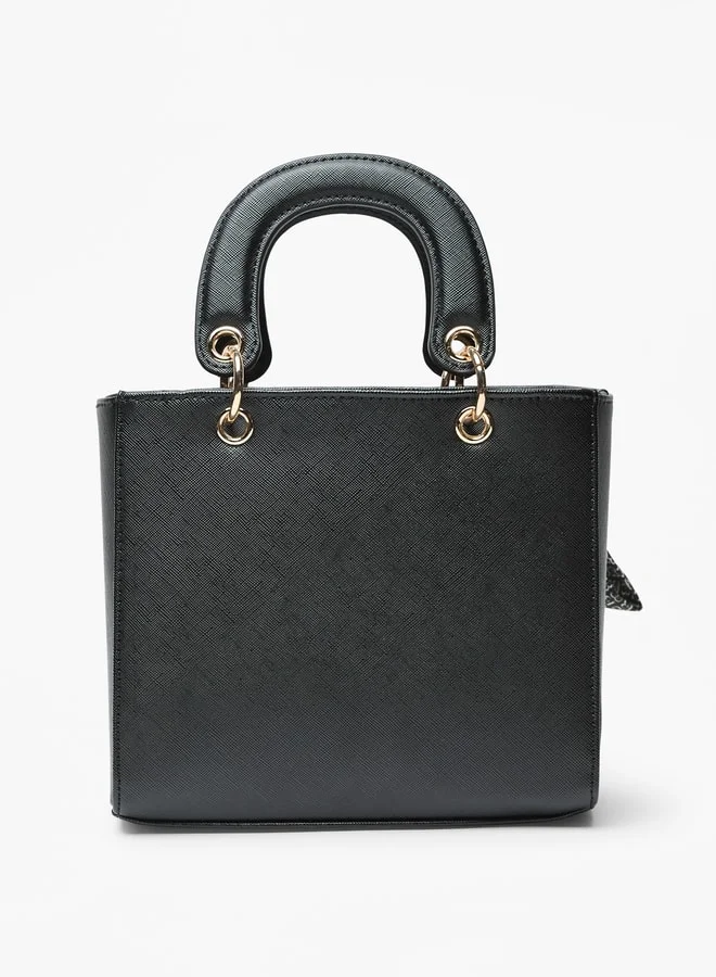 فلورا بيلا من شو إكسبرس Solid Handbag with Detachable Strap and Ribbon Detail