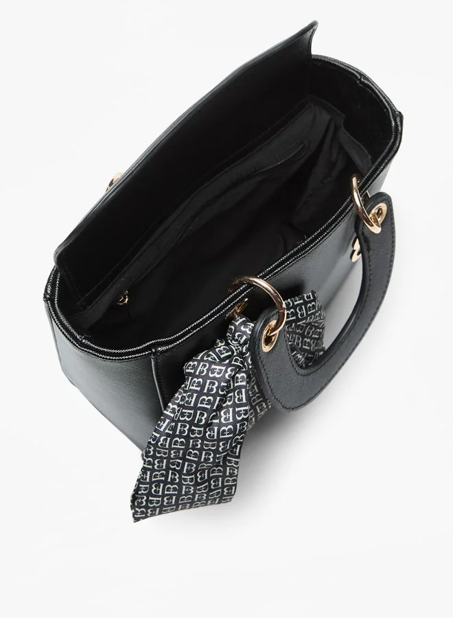 فلورا بيلا من شو إكسبرس Solid Handbag with Detachable Strap and Ribbon Detail