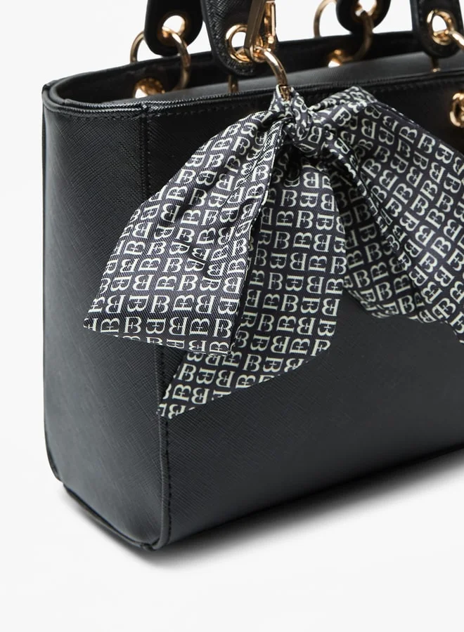 فلورا بيلا من شو إكسبرس Solid Handbag with Detachable Strap and Ribbon Detail