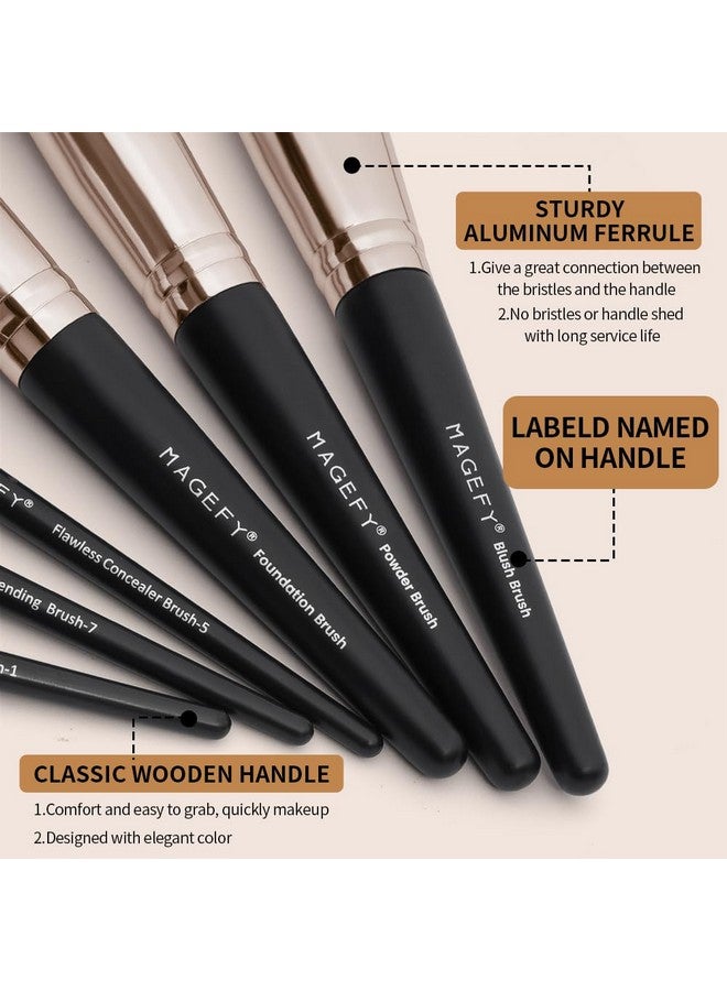 MAGEFY Makeup Brushes 22 Pcs Professional Premium Synthetic Makeup Brush Set With Case Foundation Eyeshadow Brush Travel Make Up Brushes Set (Blackgold) - Image 5