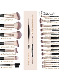 MAGEFY Makeup Brushes 22 Pcs Professional Premium Synthetic Makeup Brush Set With Case Foundation Eyeshadow Brush Travel Make Up Brushes Set (Blackgold)  - Image 3