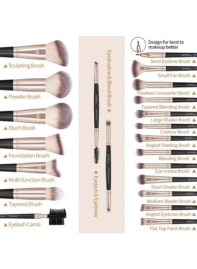 MAGEFY Makeup Brushes 22 Pcs Professional Premium Synthetic Makeup Brush Set With Case Foundation Eyeshadow Brush Travel Make Up Brushes Set (Blackgold) - Image 3