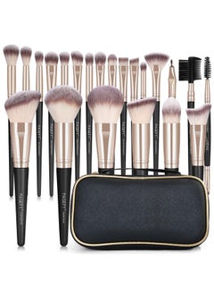 MAGEFY Makeup Brushes 22 Pcs Professional Premium Synthetic Makeup Brush Set With Case Foundation Eyeshadow Brush Travel Make Up Brushes Set (Blackgold)  - Image 1