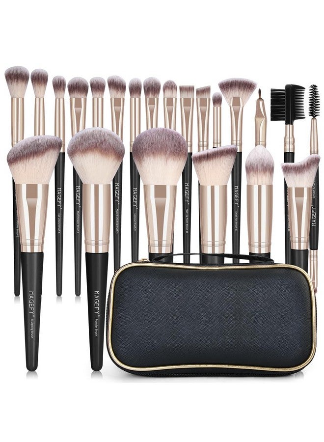 MAGEFY Makeup Brushes 22 Pcs Professional Premium Synthetic Makeup Brush Set With Case Foundation Eyeshadow Brush Travel Make Up Brushes Set (Blackgold) - Image 1
