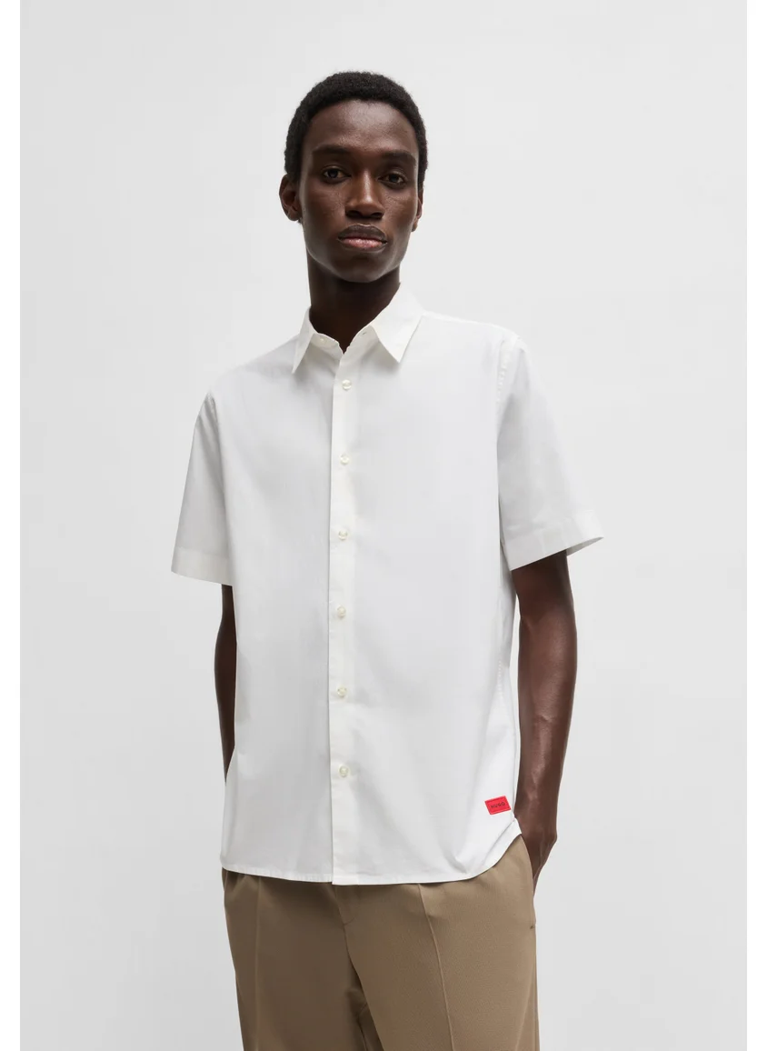 هوجو Relaxed-fit shirt in stretch-cotton canvas