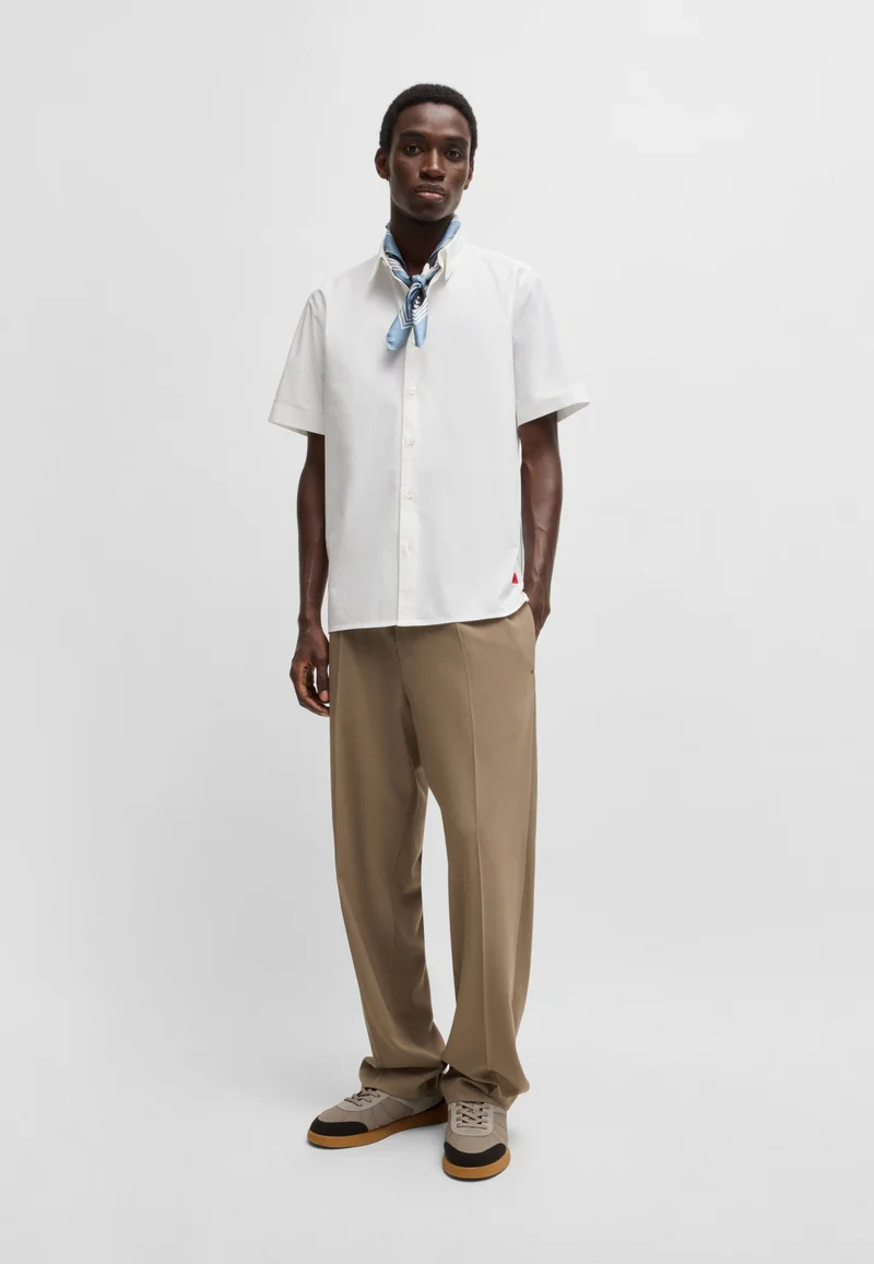 HUGO Relaxed-fit shirt in stretch-cotton canvas