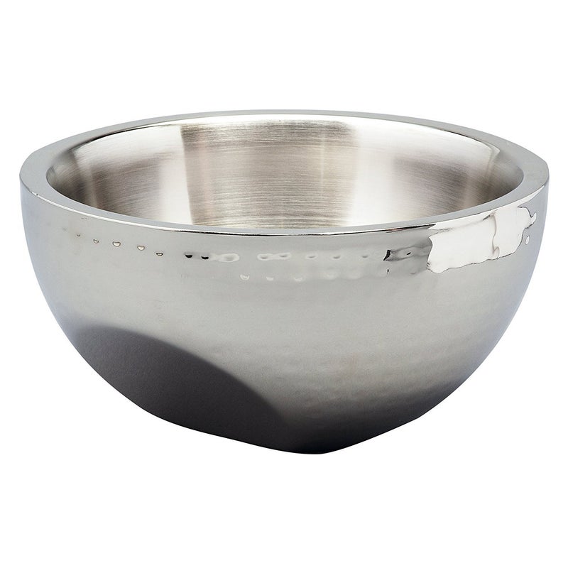 Elegance Hammered 8Inch Stainless Steel Dual Angle Doublewall Serving Bowl