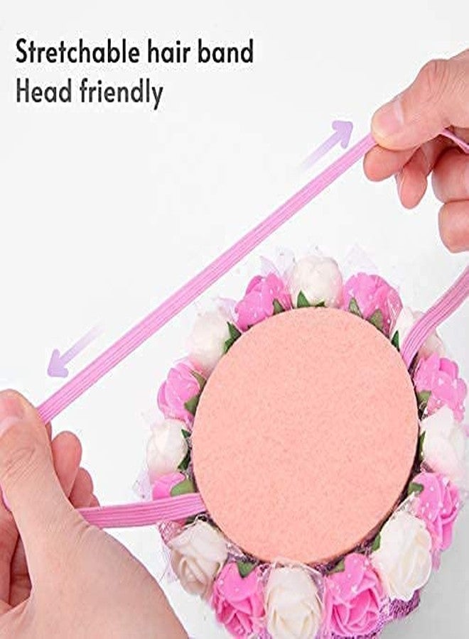 Haomaomao Baby Birthday Crown Princess Tiara Girls Party Hat With Gold Glitter and Pink Roses for Birthday Party Decorations - Image 3