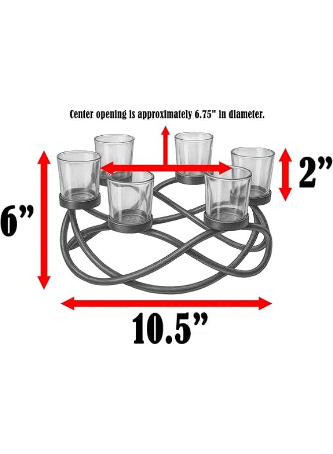 Seraphic Halloween Candle Holder Centerpiece Decoration – Black Metal Iron 6-Cup Votive Tealight Holder for Spooky Table Gothic Decor, Kitchen & Dining Room, Coffee Tables - Image 3