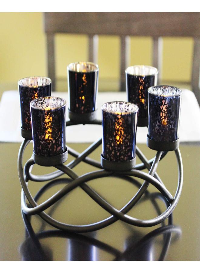 Seraphic Halloween Candle Holder Centerpiece Decoration – Black Metal Iron 6-Cup Votive Tealight Holder for Spooky Table Gothic Decor, Kitchen & Dining Room, Coffee Tables - Image 2