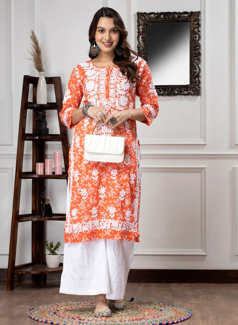 Alaya Hand Embroidered Chikankari Mulmul Cotton Kurta-AL3648