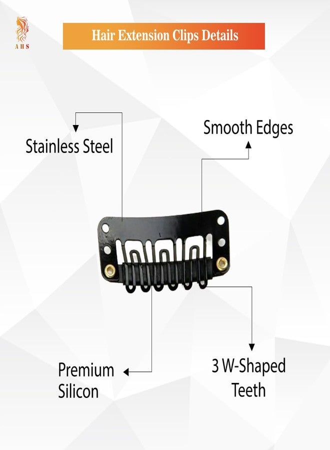 AHS Hair Extension Clips with Rubber Grip, Snap Clips for Wigs, Hair Patch, Toupee & Hair Extensions | Sew-On Metal Clips, Strong Hold, No Slip (6, Black) - Image 5