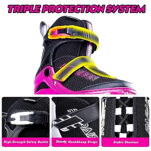 PAPAISON Adjustable Inline Skates for Kids and Adults with Full Light Up Wheels, Outdoor Roller Skates for Girls and Boys, Men and Women - Image 5