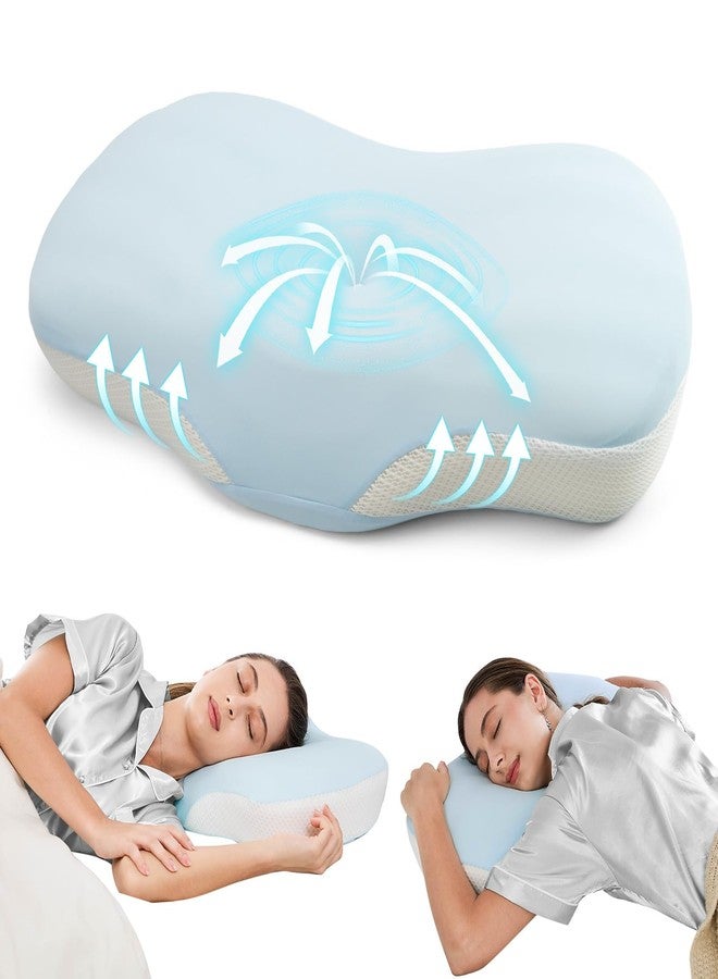 JOYENERGY Ergonomic Cervical Pillow, Contour Design for Side & Back Sleepers, Memory Foam Orthopedic Cervical Shape Gently Cradles Head & Provides Neck Support & Shoulder Pain Relief (Blue) - Image 1